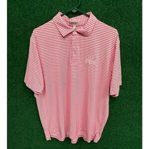 Y2K Peter Millar Pink Striped Polo Shirt Golf Preppy Size XL Super Soft Unisex